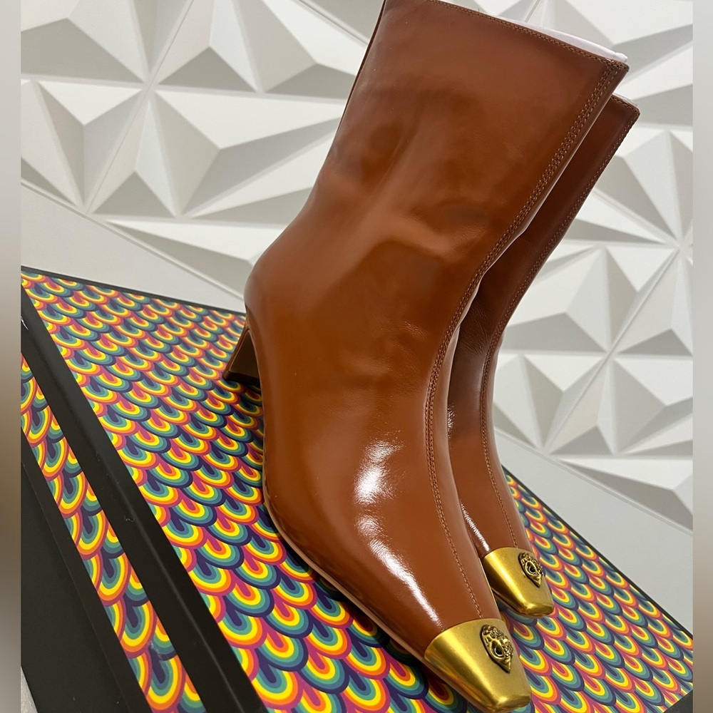 Kurt Geiger Mid Brown Patent/ Regent Ankle Boot - Picture 3 of 14